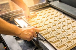 Preparing the machine for cutting or die-cutting paper in a printing press
